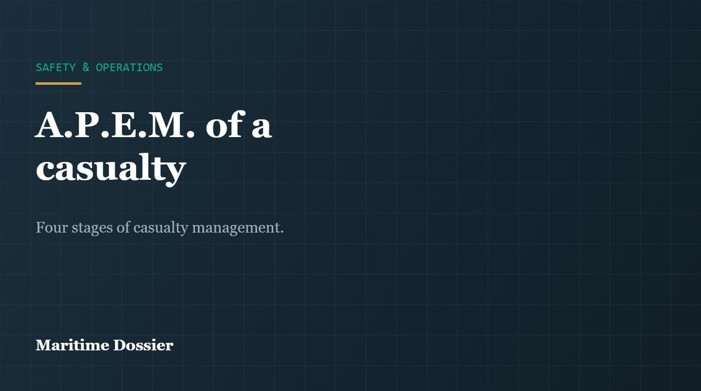 Title card: A.P.E.M. of a casualty, four stages of casualty management